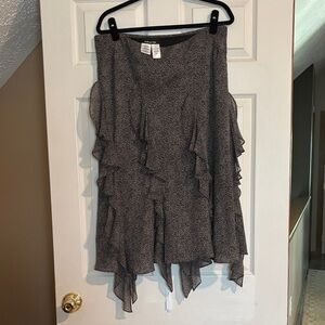 Jones New York Black and White Patterned 100% Silk Skirt